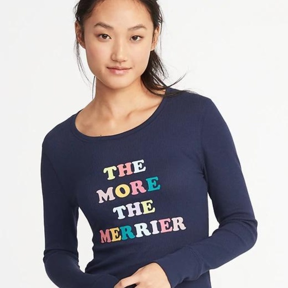 Slim-Fit Holiday Graphic Thermal-Knit Top Womens - Picture 2 of 2